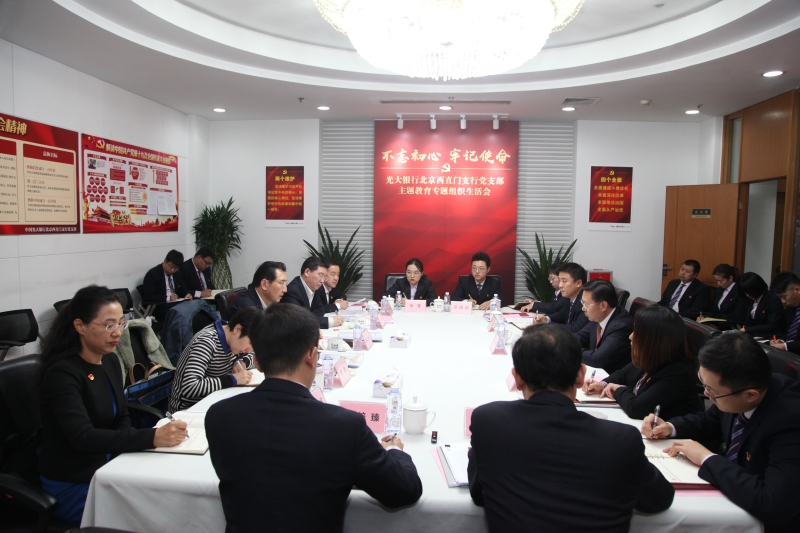 中央主题教育督导组现场指导北京分行西直门支行党支部专题组织生涯会 